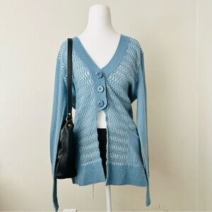 Free people WOOL blend long cropped button long sleeve cardigan